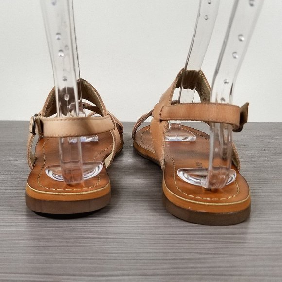 Lucky Brand Ellsona Flat Sandal, Tan Leather, Womens Size 6.5 M / 36.5 - Picture 5 of 14